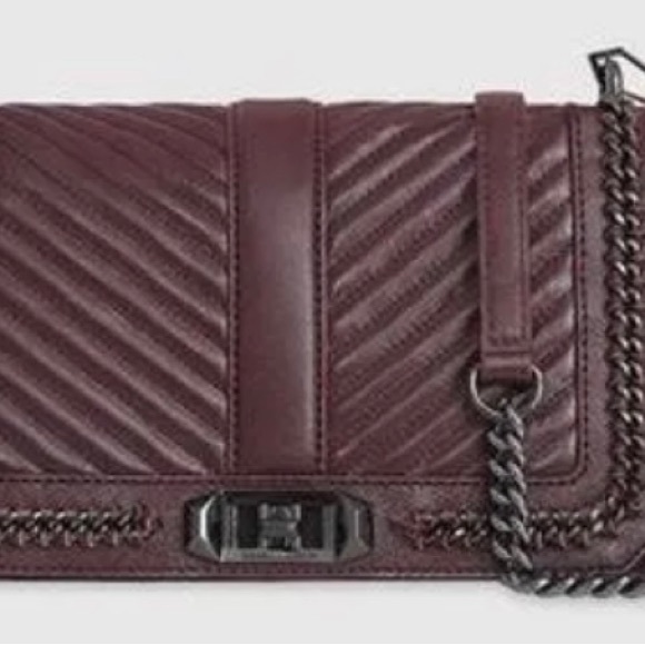 Rebecca Minkoff Chevron Quilted Love
Crossbody with Chain Inset | Currant NWT - Picture 6 of 15